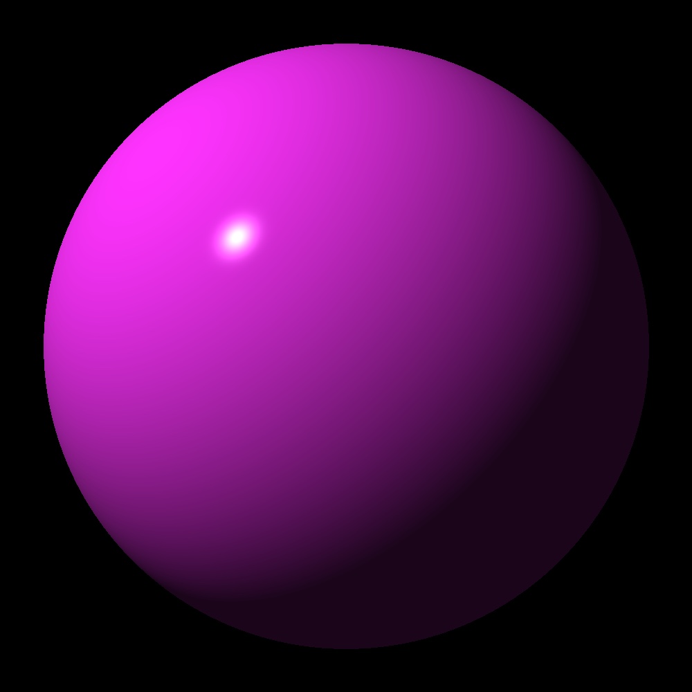 The first object rendered; a pink sphere